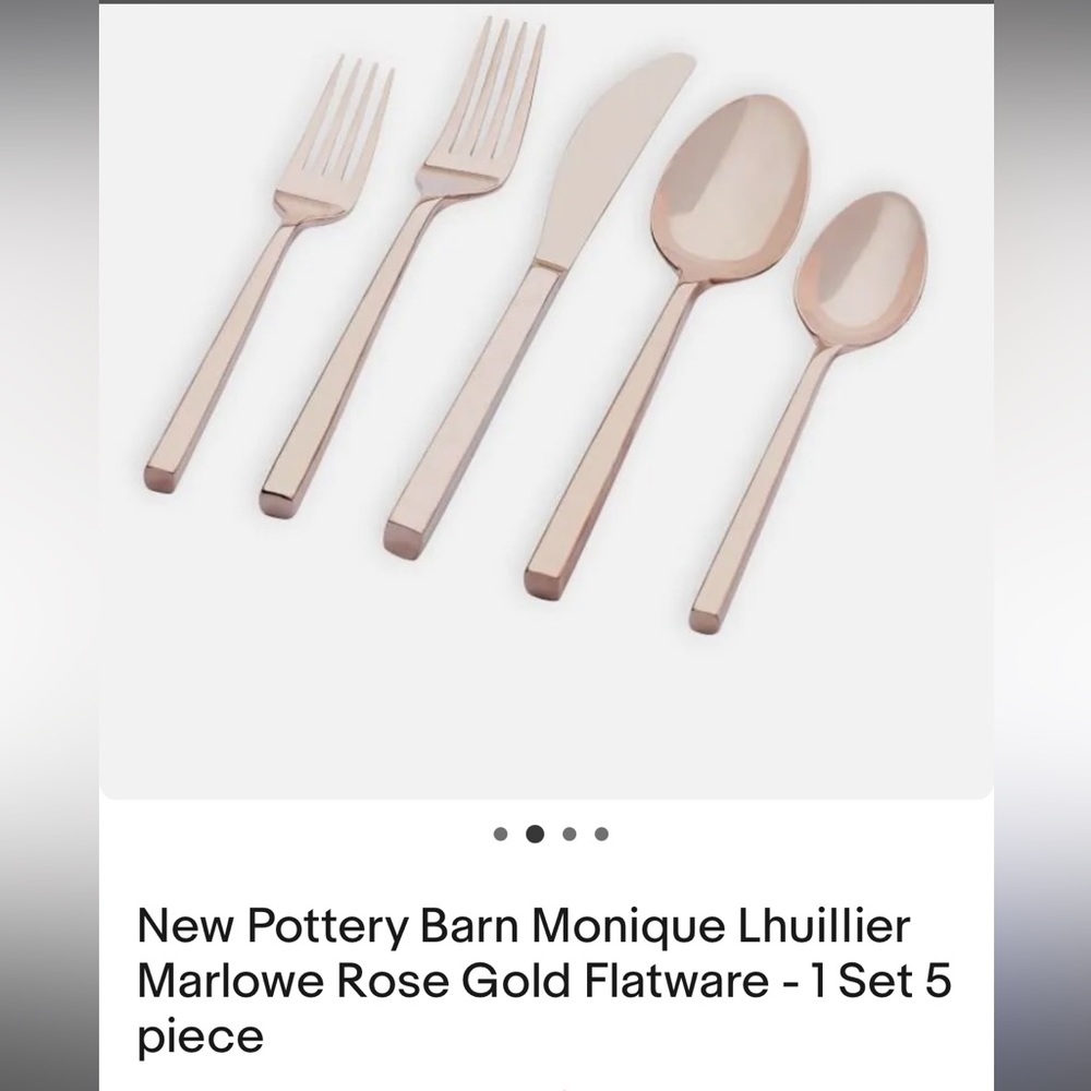 NEW Pottery Barn Monique Lhullier Marlowe Rose Gold Flatware 1 Set (5 piece)